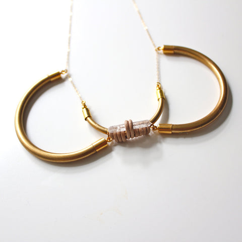 Brass Double U Necklace