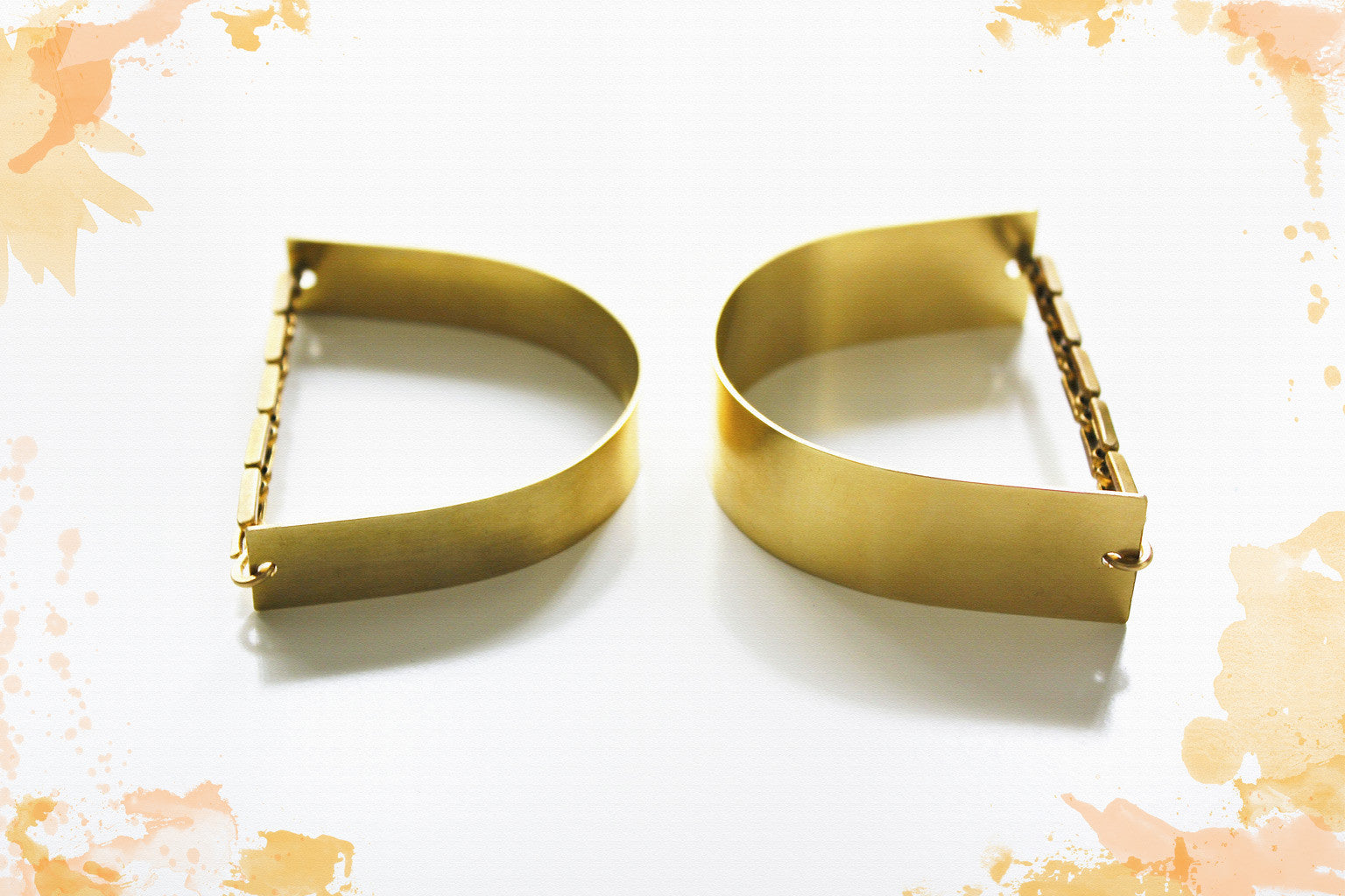 Brass Cuff with Vintage Chain